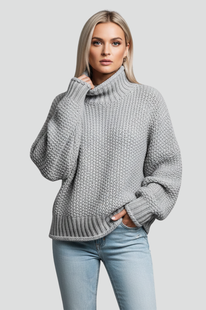 Emilia | Textured Long Sleeve Turtleneck Sweater