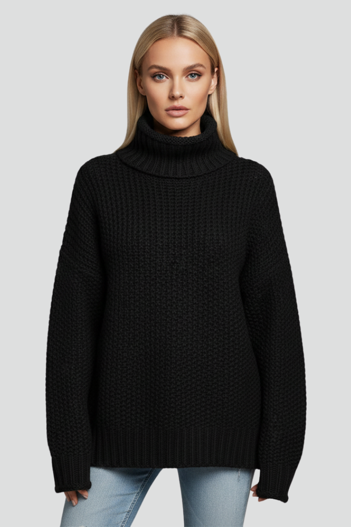 Emilia | Textured Long Sleeve Turtleneck Sweater