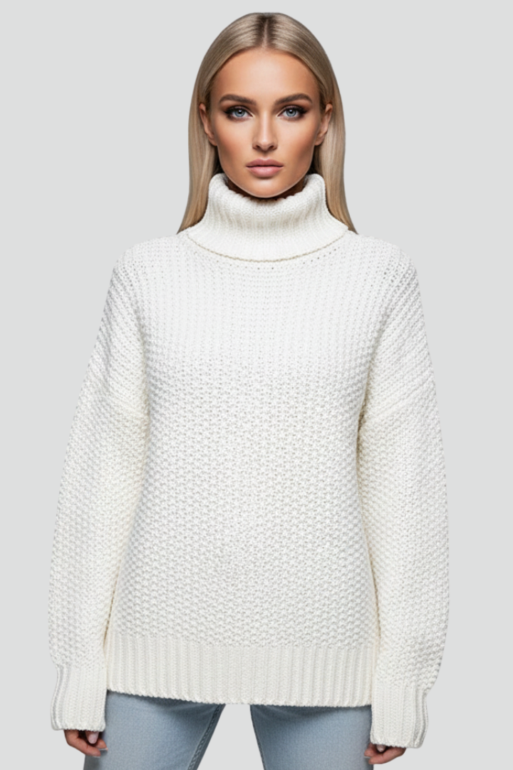 Emilia | Textured Long Sleeve Turtleneck Sweater