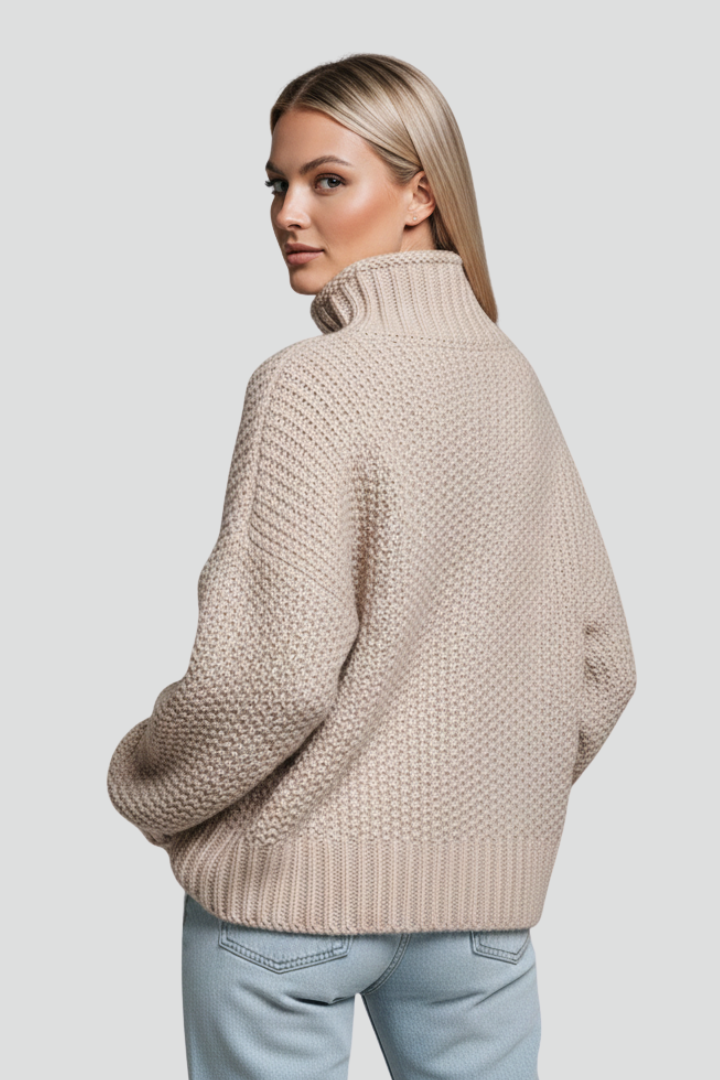Emilia | Textured Long Sleeve Turtleneck Sweater