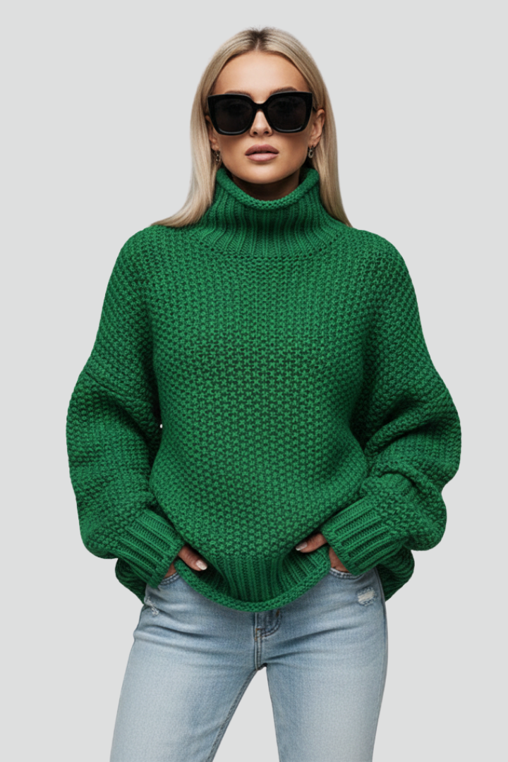 Emilia | Textured Long Sleeve Turtleneck Sweater