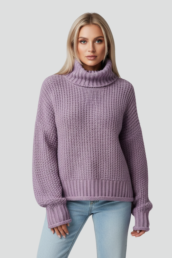 Emilia | Textured Long Sleeve Turtleneck Sweater
