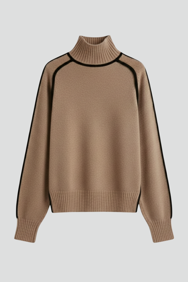 Mock Neck Contrast Trim Pullover