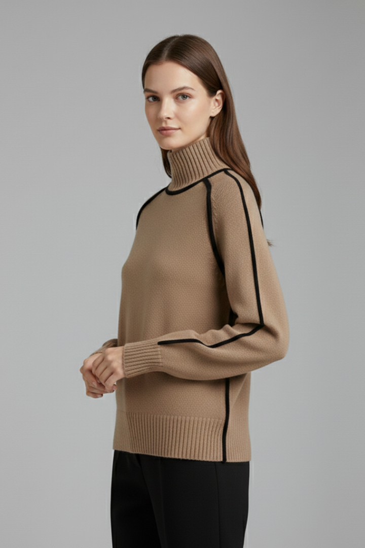 Mock Neck Contrast Trim Pullover