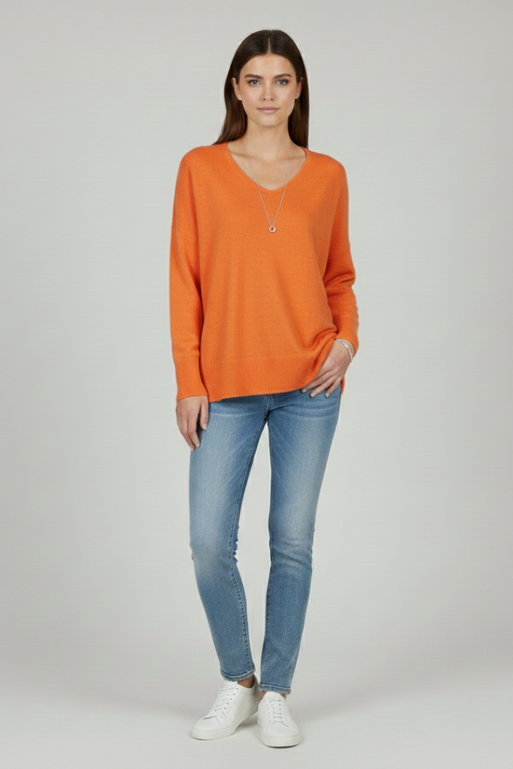 Women's Relaxed Knit V Neck Sweater