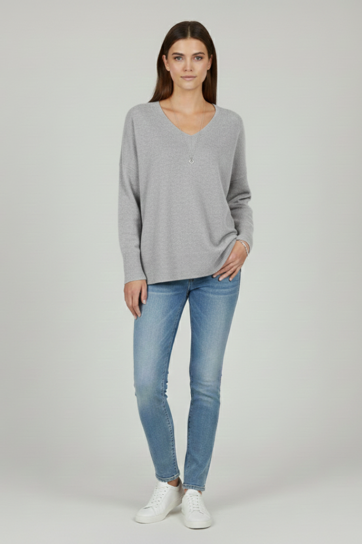 Women's Relaxed Knit V Neck Sweater