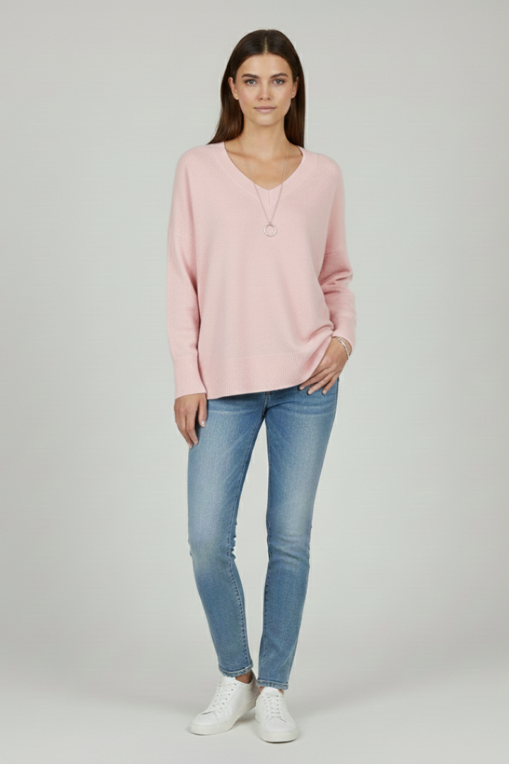 Women's Relaxed Knit V Neck Sweater