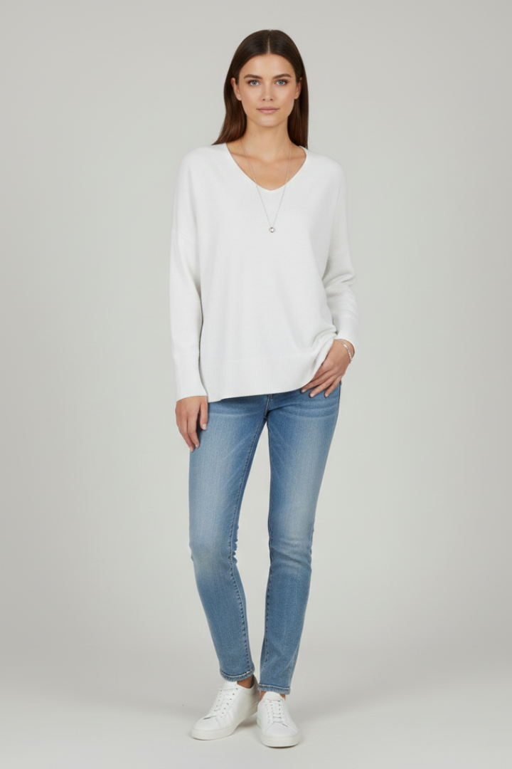 Women's Relaxed Knit V Neck Sweater
