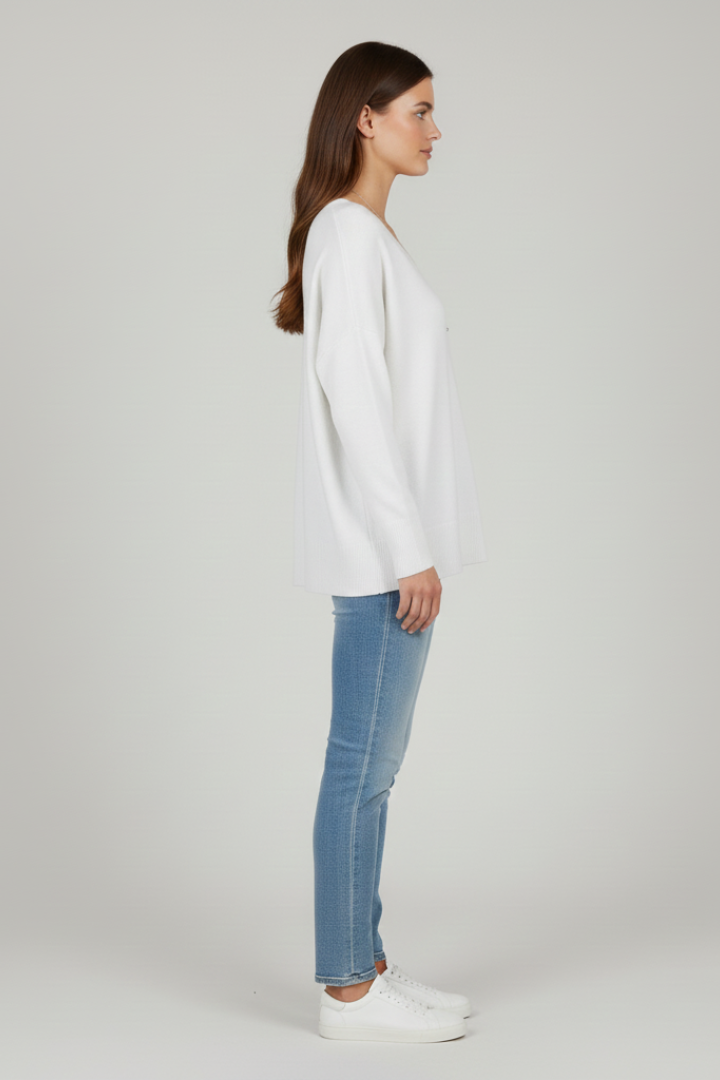 Women's Relaxed Knit V Neck Sweater