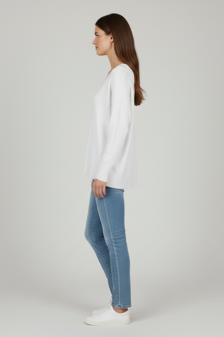 Women's Relaxed Knit V Neck Sweater