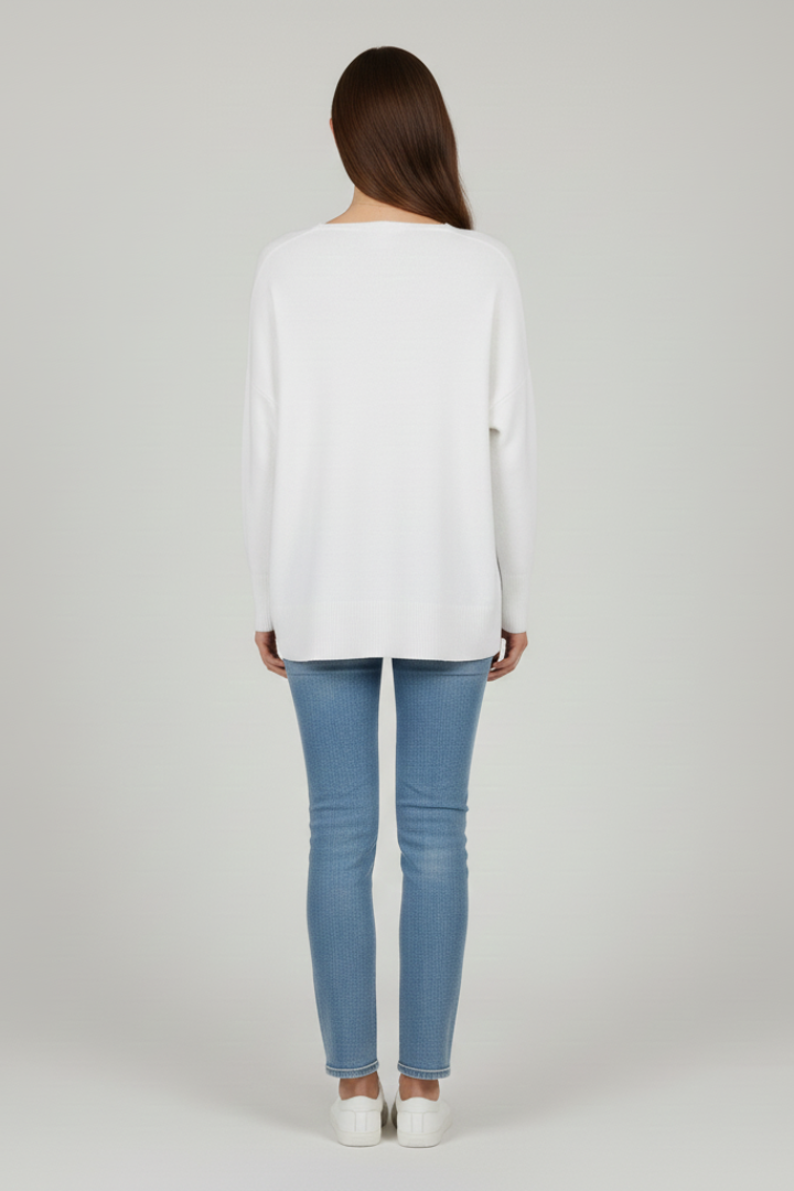 Women's Relaxed Knit V Neck Sweater