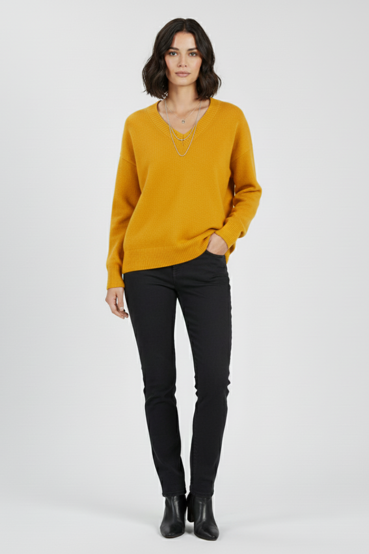 Long Sleeve V Neck Knit Sweater for Women