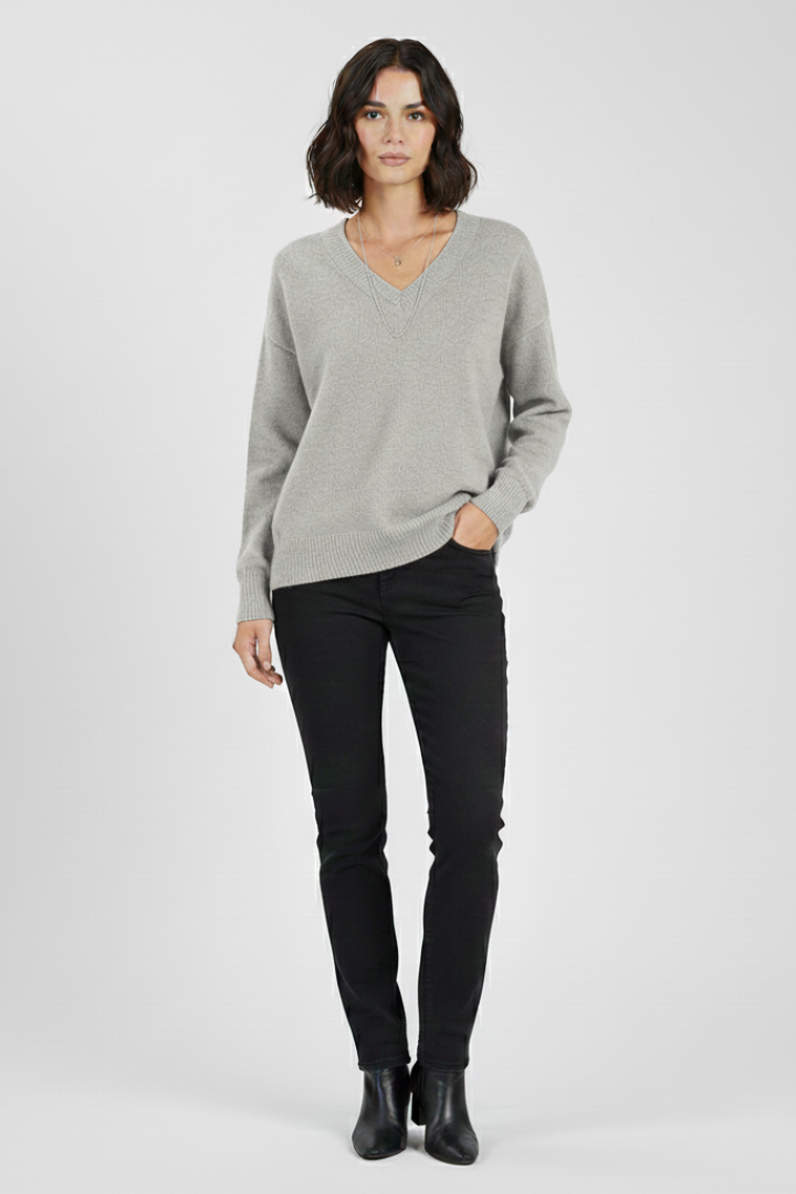 Long Sleeve V Neck Knit Sweater for Women