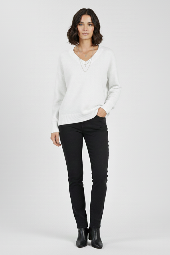 Long Sleeve V Neck Knit Sweater for Women