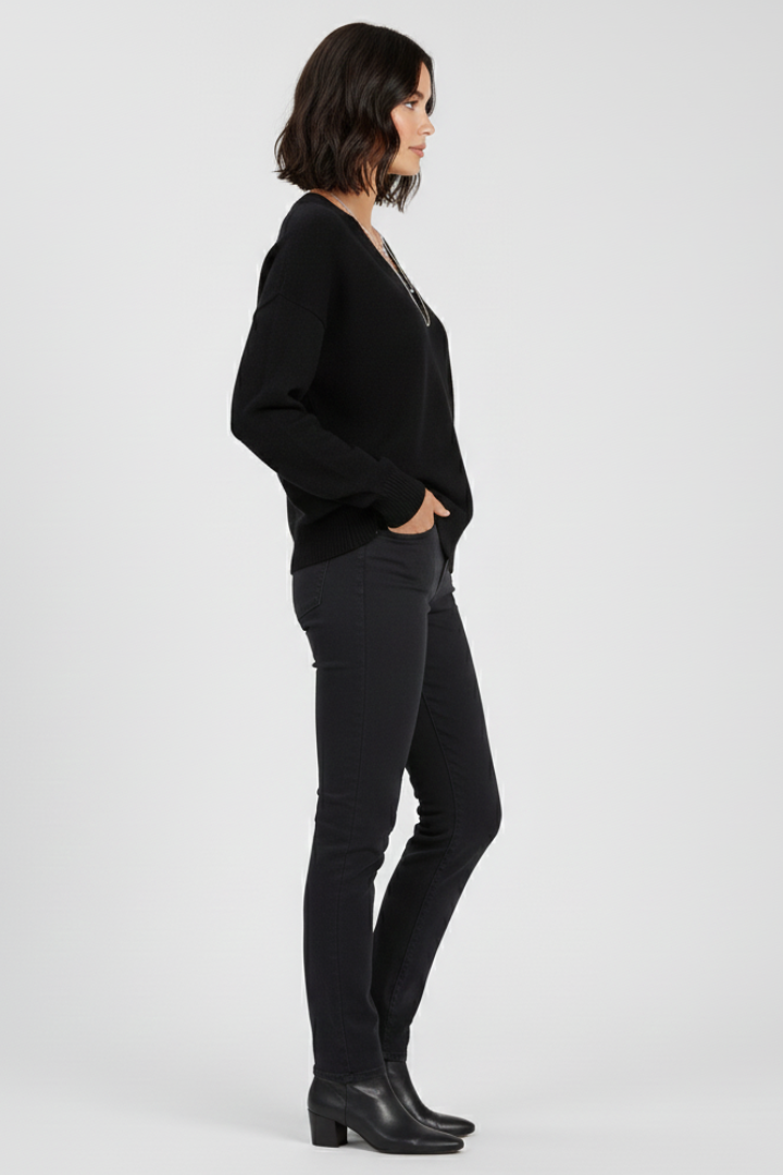 Long Sleeve V Neck Knit Sweater for Women