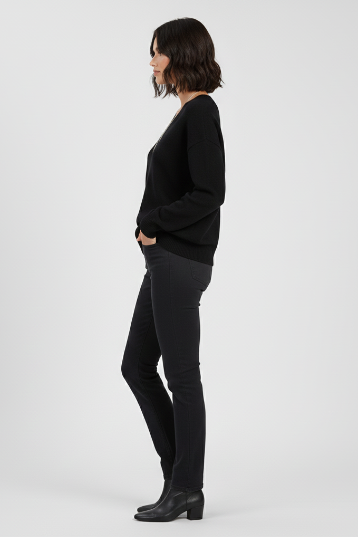 Long Sleeve V Neck Knit Sweater for Women
