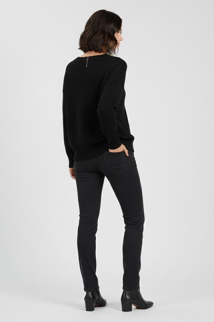 Long Sleeve V Neck Knit Sweater for Women