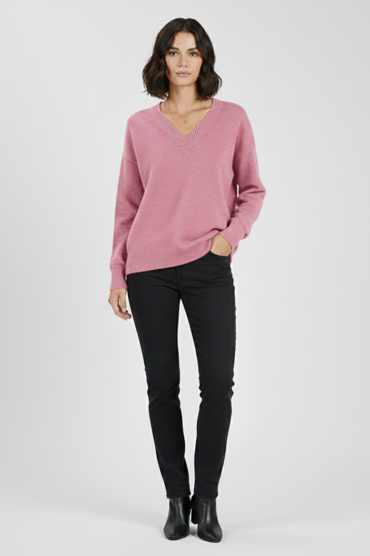 Long Sleeve V Neck Knit Sweater for Women