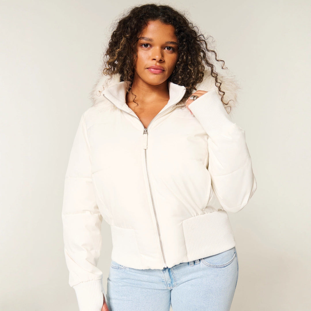Sabrina | Faux Fur Trim Hooded Puffer Jacket