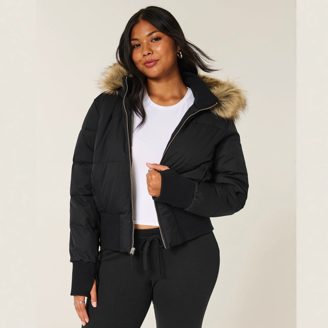 Sabrina | Faux Fur Trim Hooded Puffer Jacket