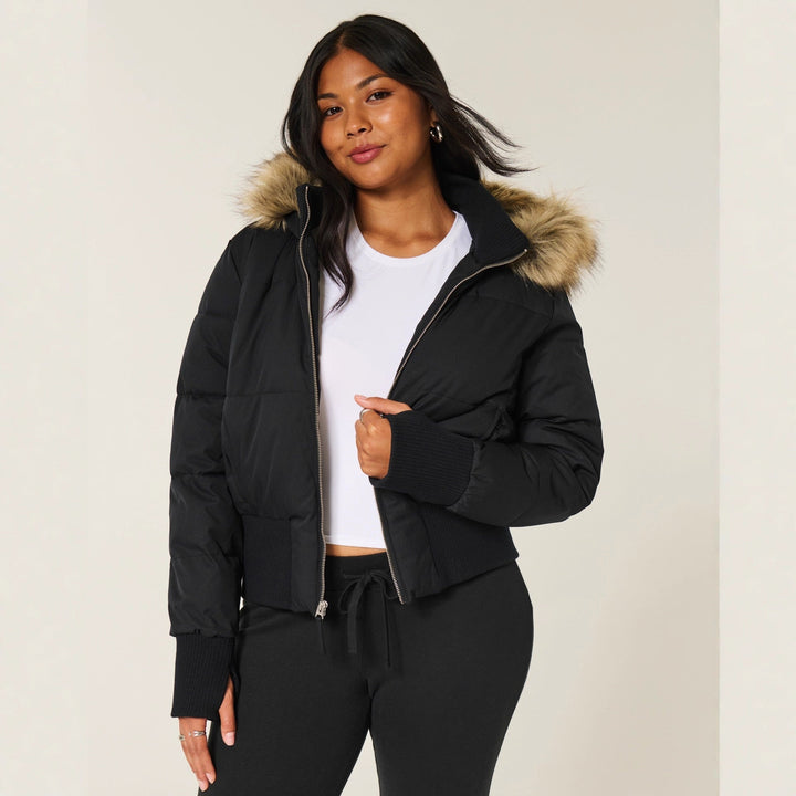Sabrina | Faux Fur Trim Hooded Puffer Jacket