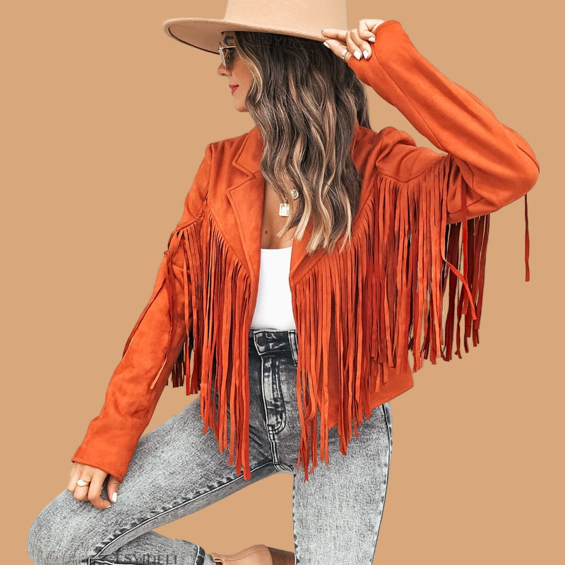 Western Fringe Cropped Women's Jacket