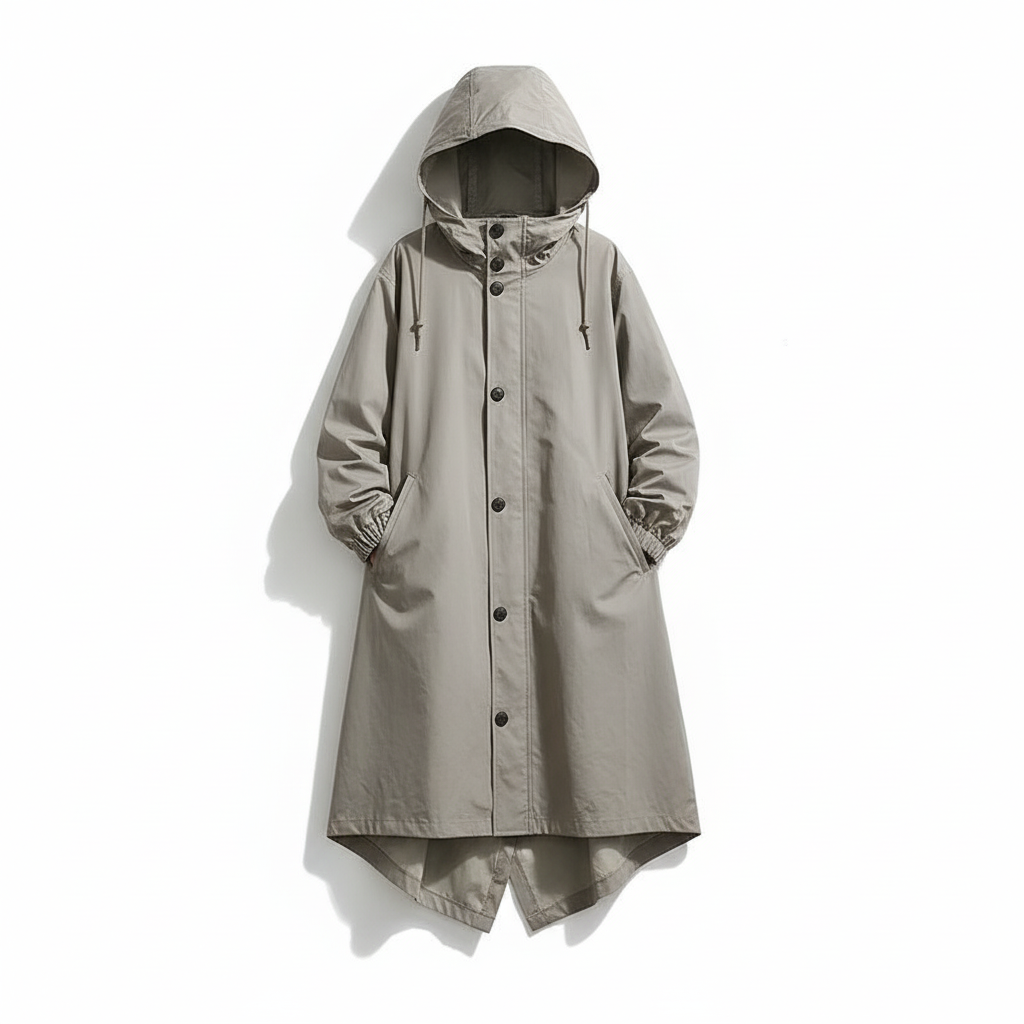 Women's Water-Resistant Longline Hooded Rain Coat