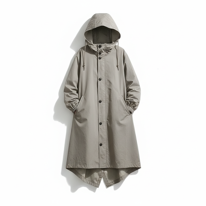 Women's Water-Resistant Longline Hooded Rain Coat