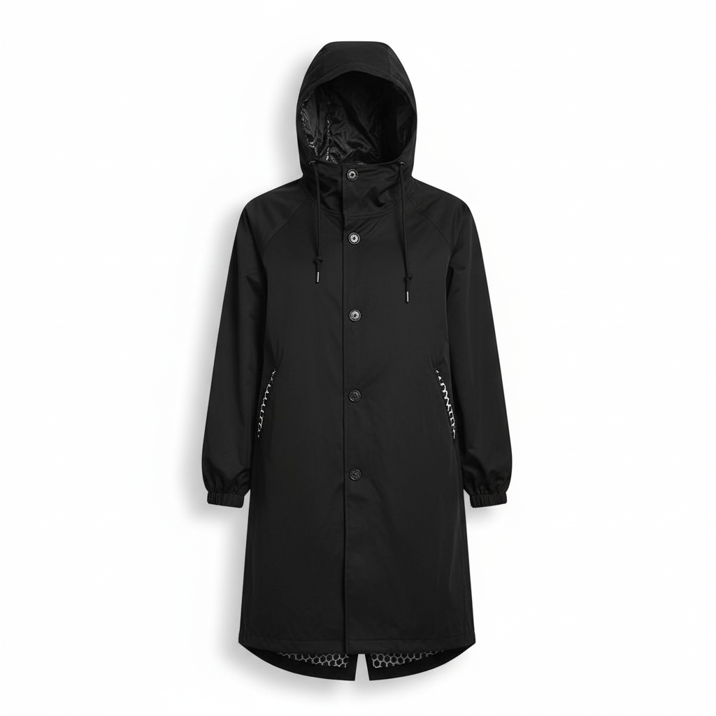 Women's Water-Resistant Longline Hooded Rain Coat