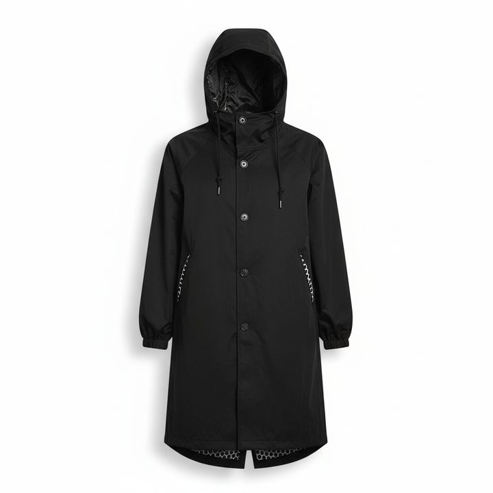 Women's Water-Resistant Longline Hooded Rain Coat