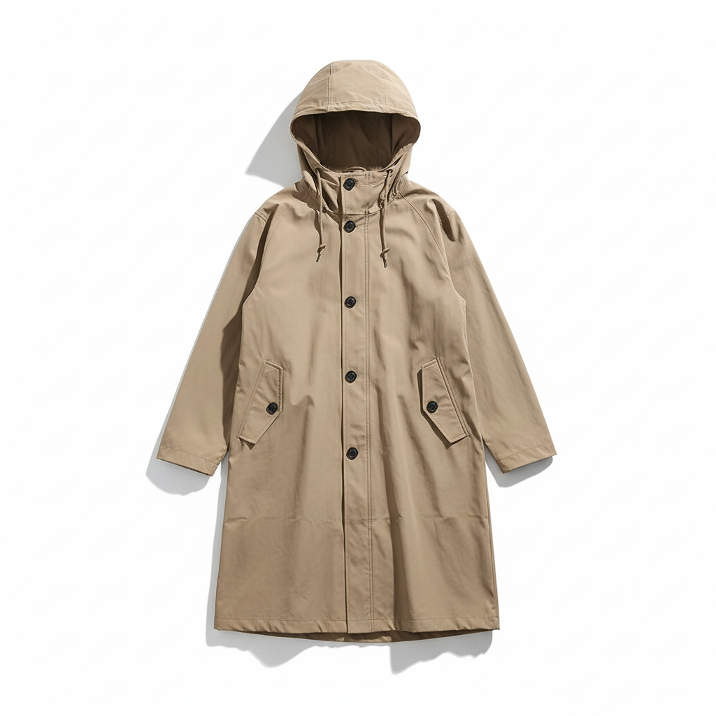 Women's Water-Resistant Longline Hooded Rain Coat
