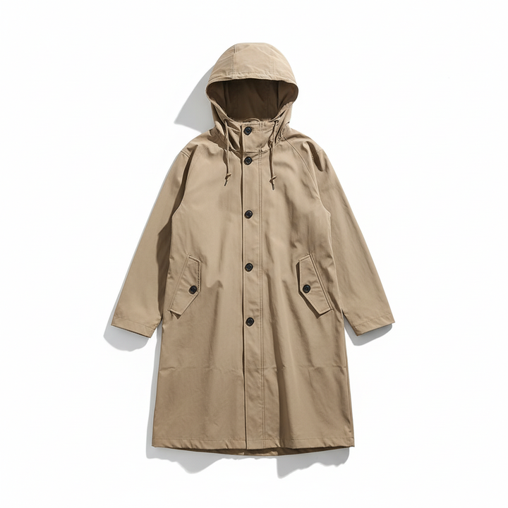 Women's Water-Resistant Longline Hooded Rain Coat