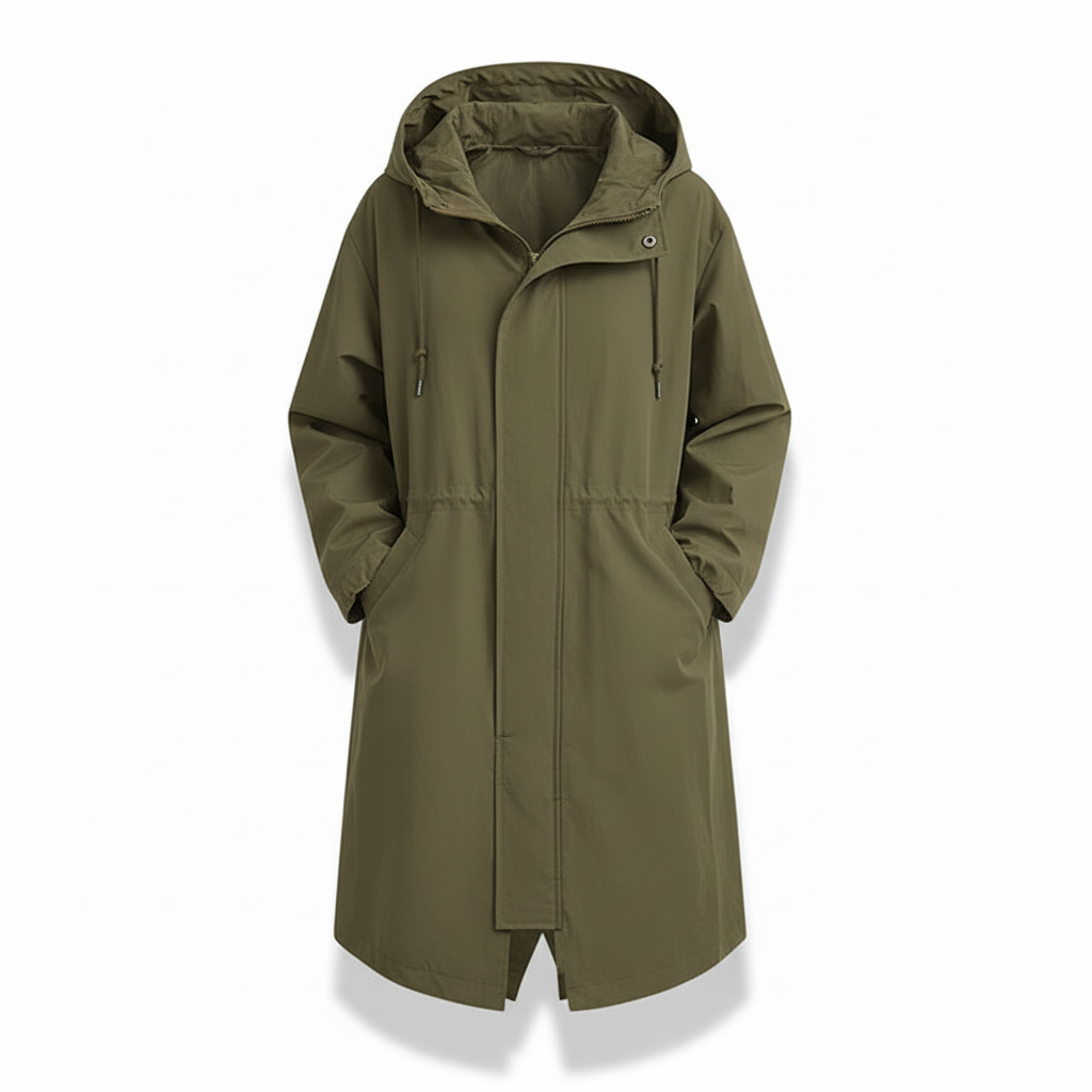 Women's Water-Resistant Longline Hooded Rain Coat