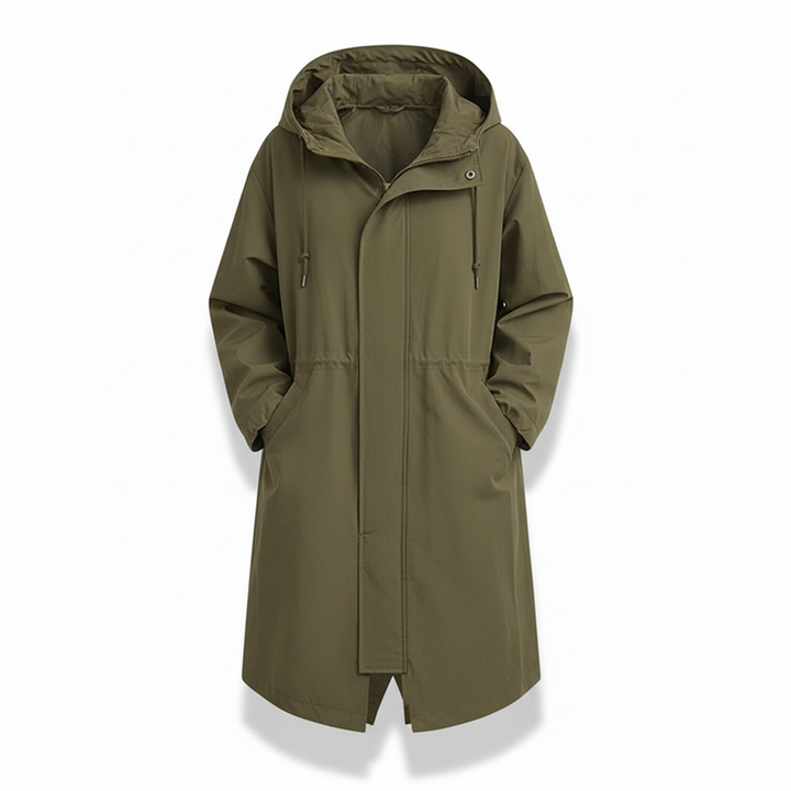 Women's Water-Resistant Longline Hooded Rain Coat