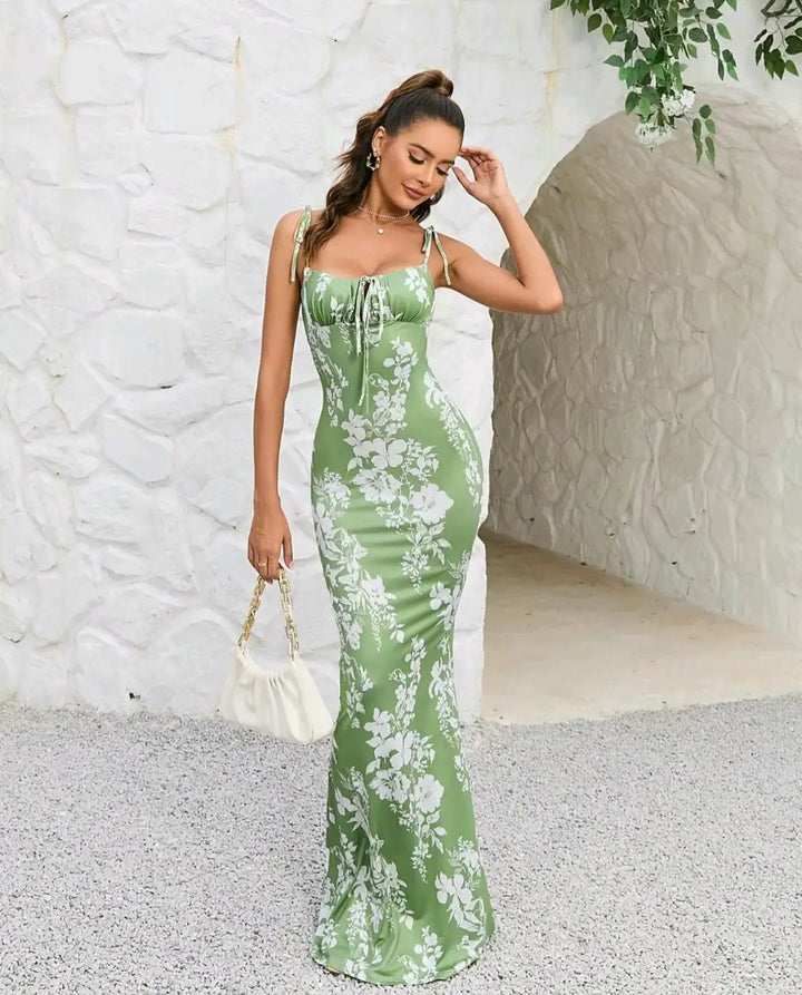 Amara | Floral Bodycon Evening Maxi Dress