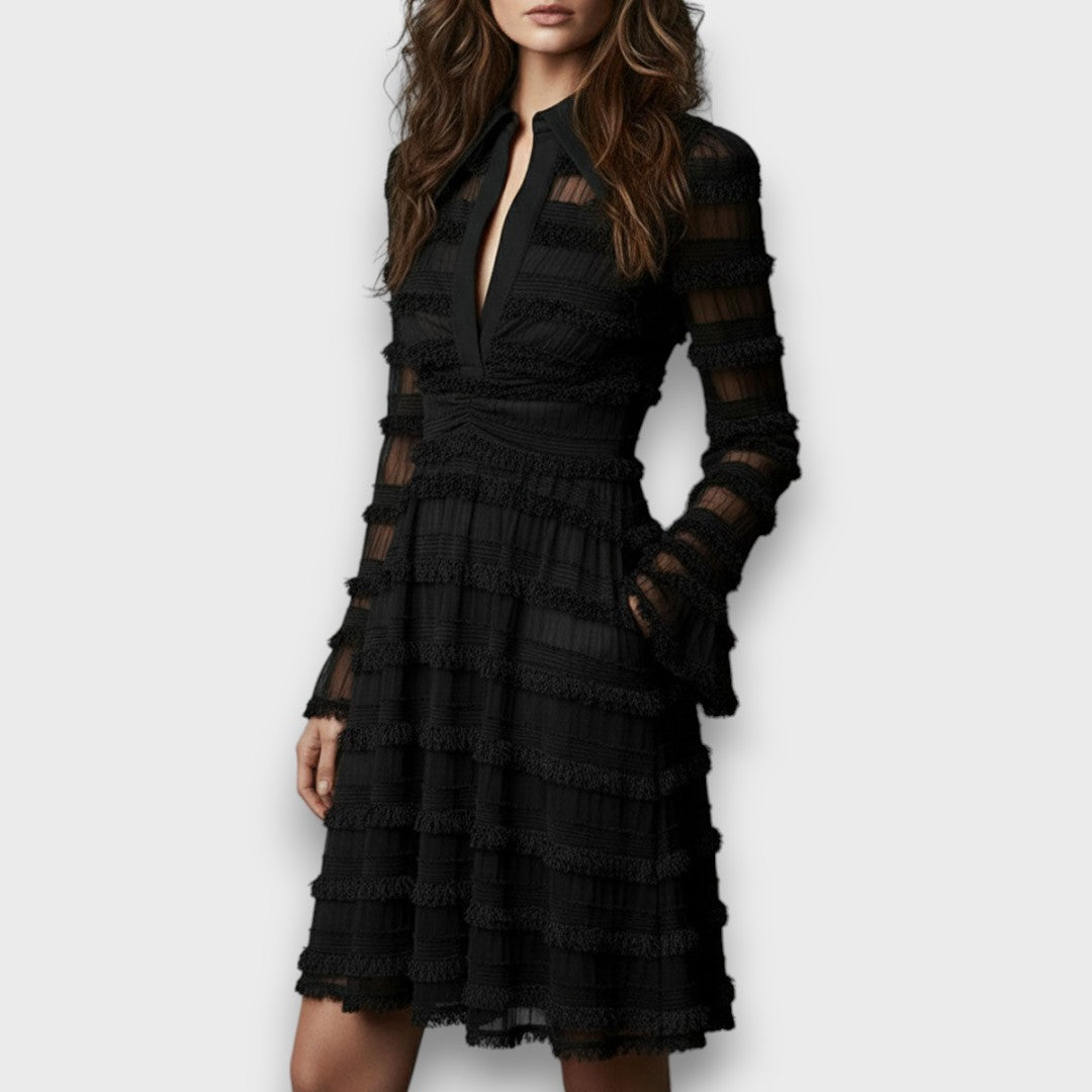 Georgia | Sheer Long Sleeve Textured Mini Dress