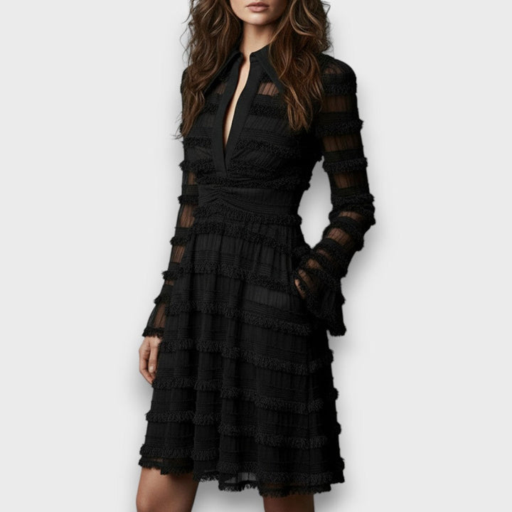 Georgia | Sheer Long Sleeve Textured Mini Dress