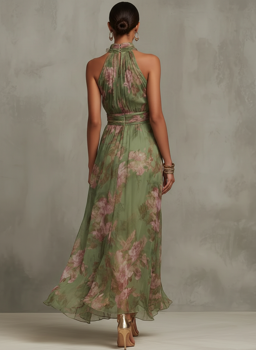 Elodie | Floral Halter Neck Maxi Dress