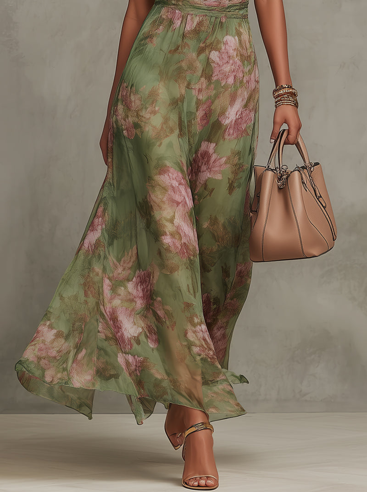 Elodie | Floral Halter Neck Maxi Dress