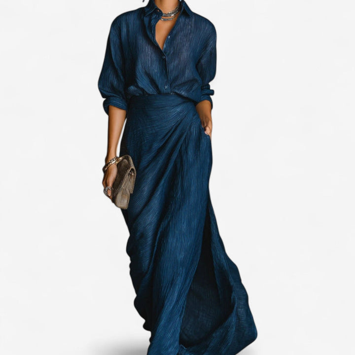 Celeste | Elegant Button Front Occasion Maxi Dress
