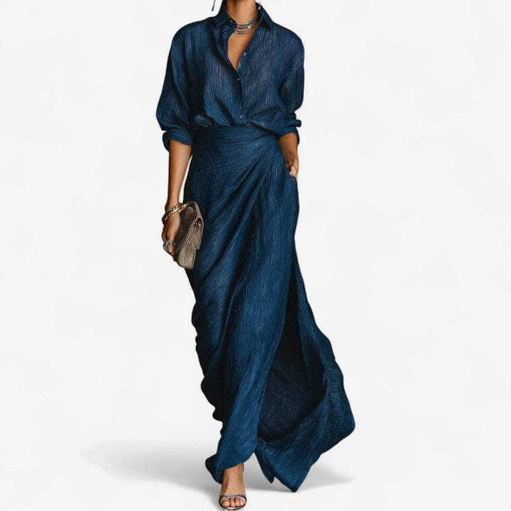 Celeste | Elegant Button Front Occasion Maxi Dress