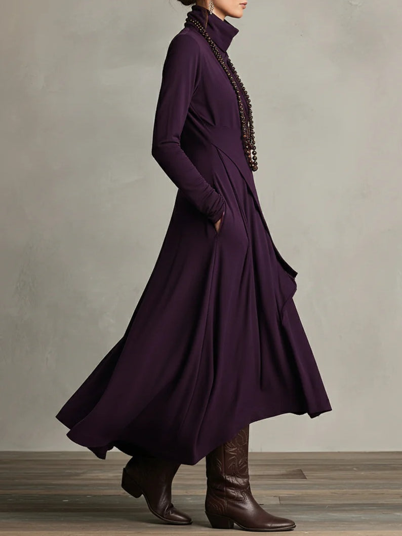 Viviana | Elegant Long Sleeve Asymmetric Maxi Dress