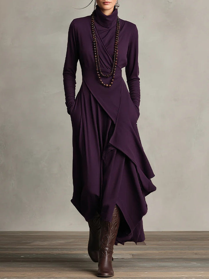 Viviana | Elegant Long Sleeve Asymmetric Maxi Dress