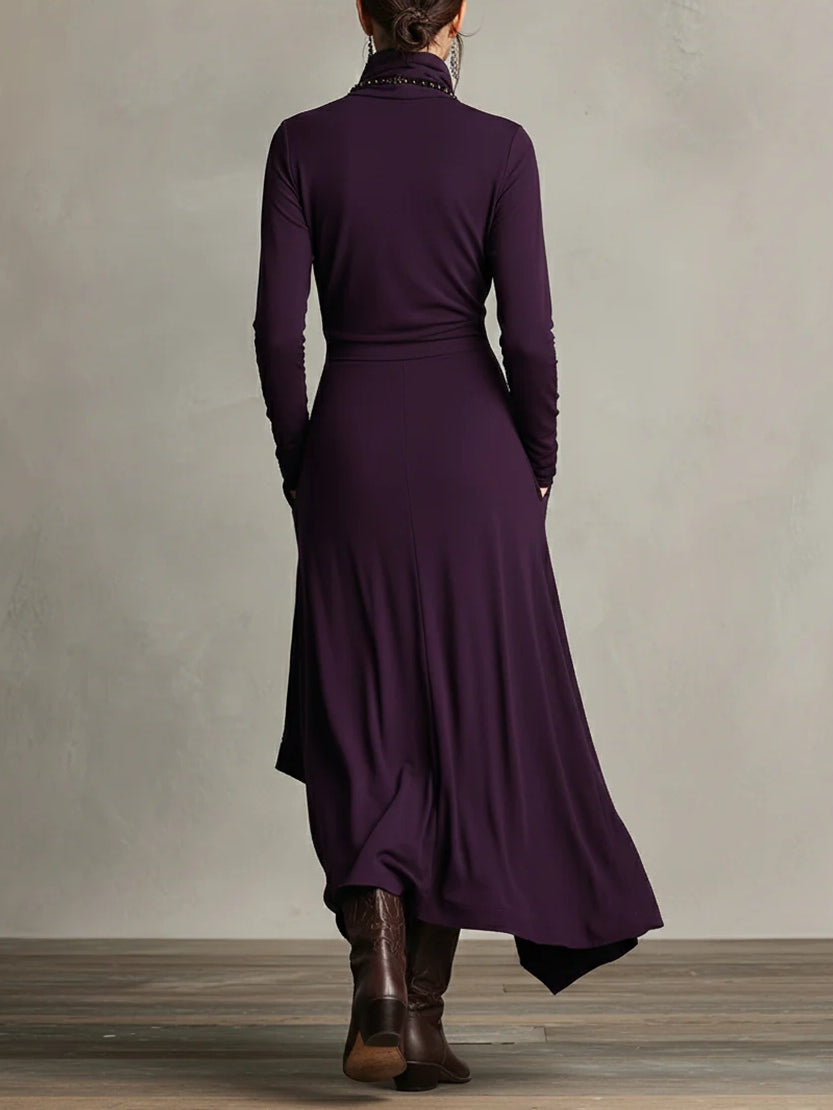 Viviana | Elegant Long Sleeve Asymmetric Maxi Dress