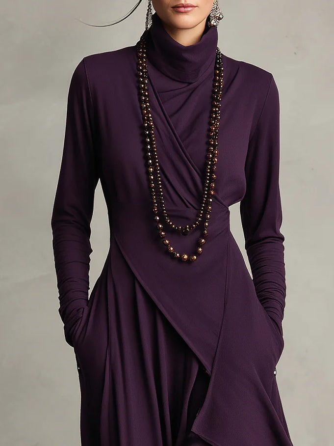 Viviana | Elegant Long Sleeve Asymmetric Maxi Dress