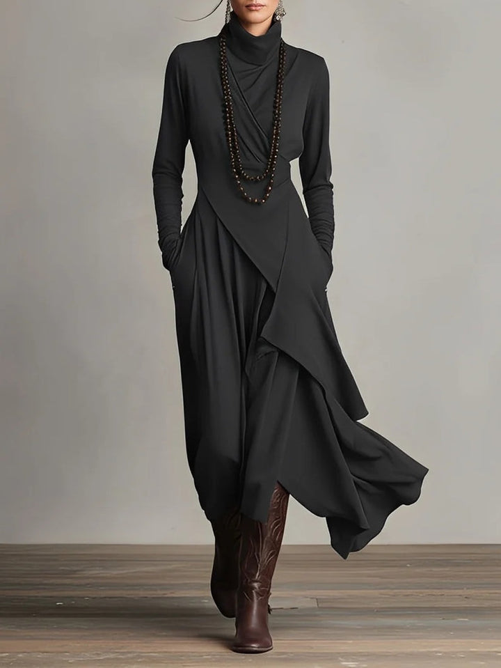 Viviana | Elegant Long Sleeve Asymmetric Maxi Dress