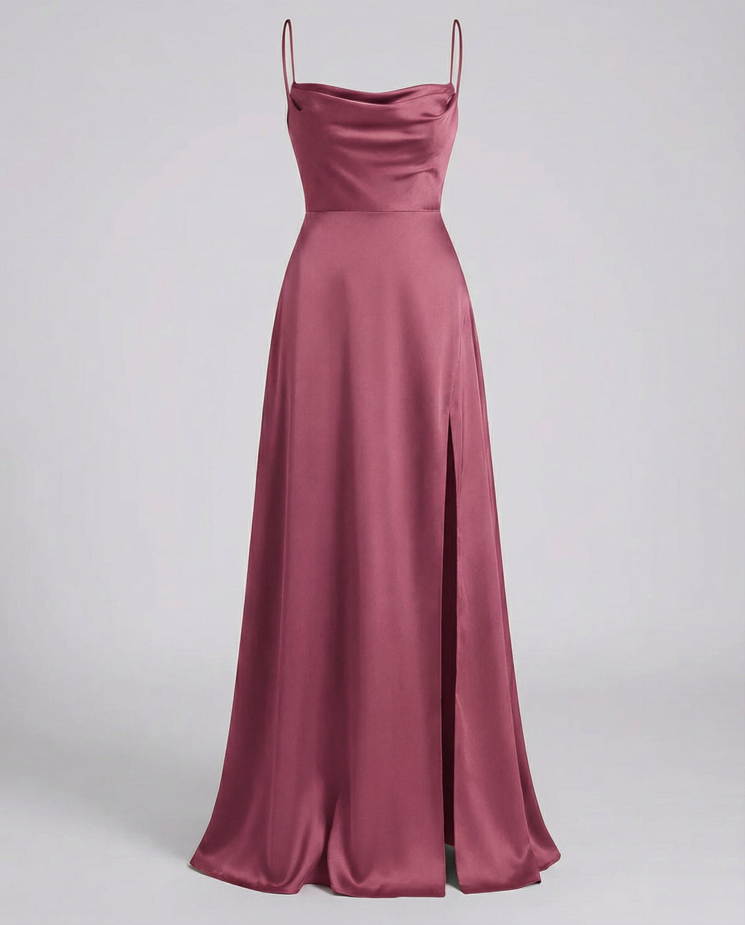 Satin Cowl Neck Evening Maxi Dress