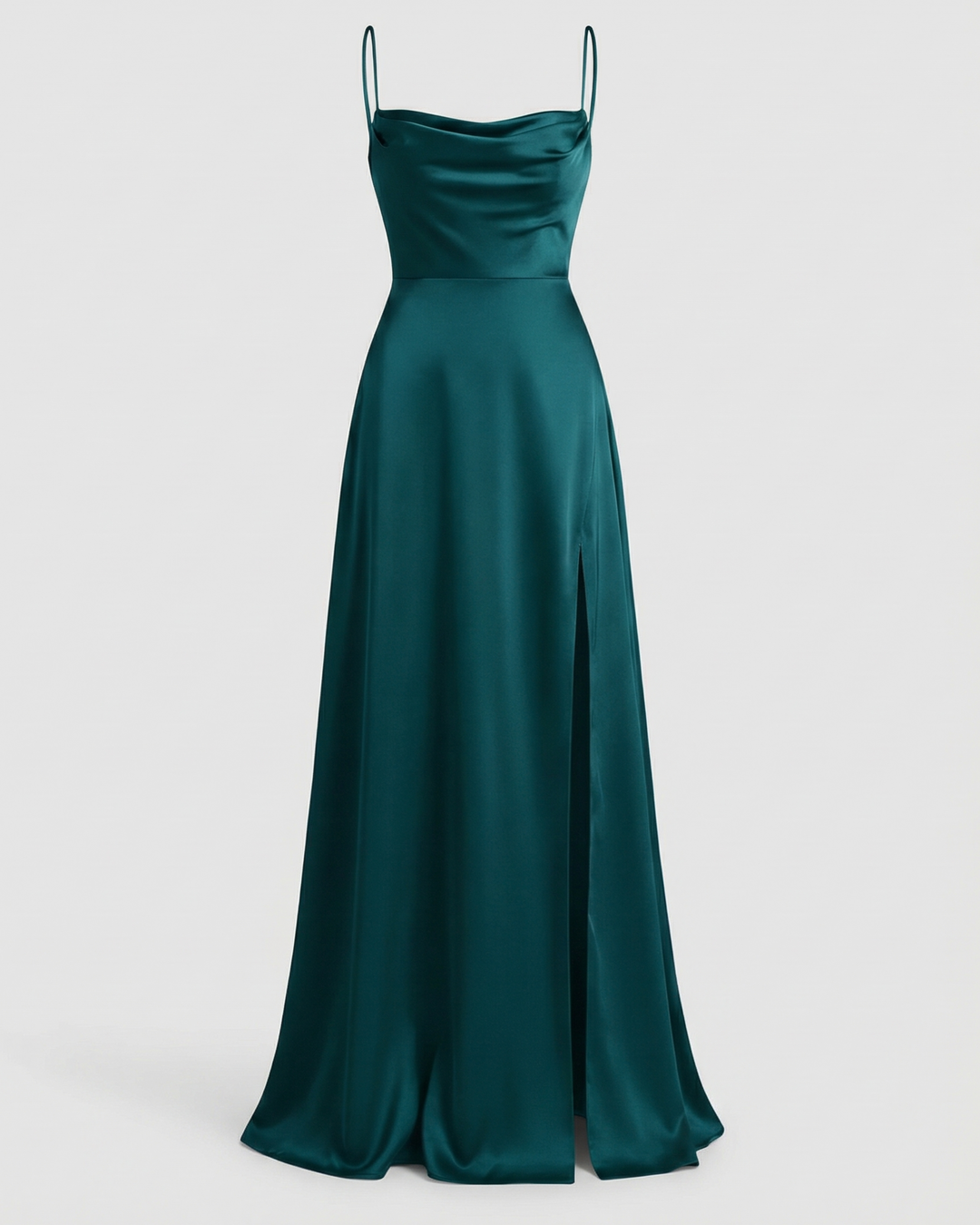 Satin Cowl Neck Evening Maxi Dress