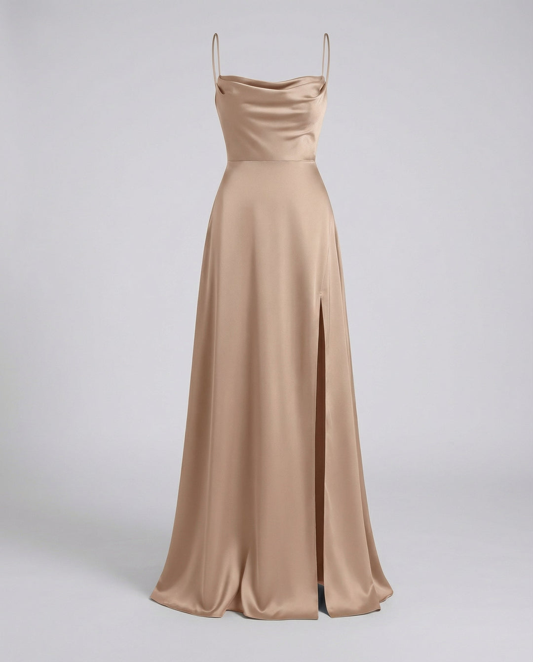 Satin Cowl Neck Evening Maxi Dress