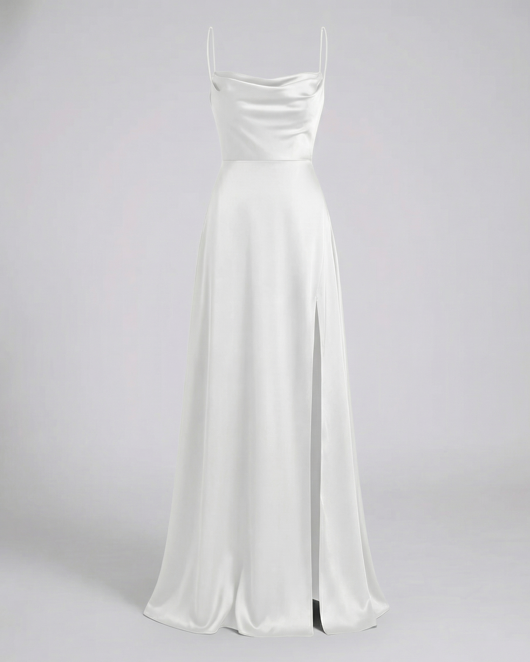 Satin Cowl Neck Evening Maxi Dress